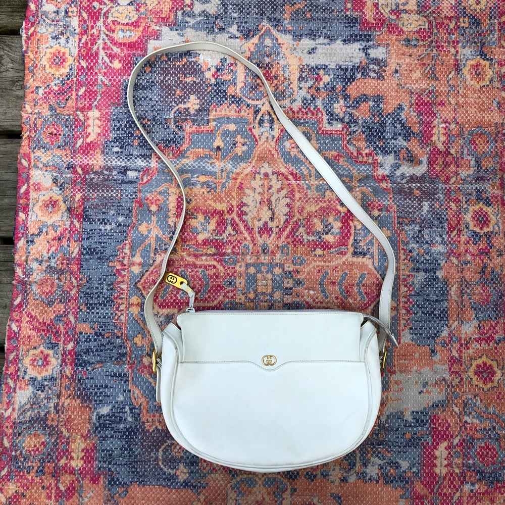 Vintage white leather Gucci crossbody bag